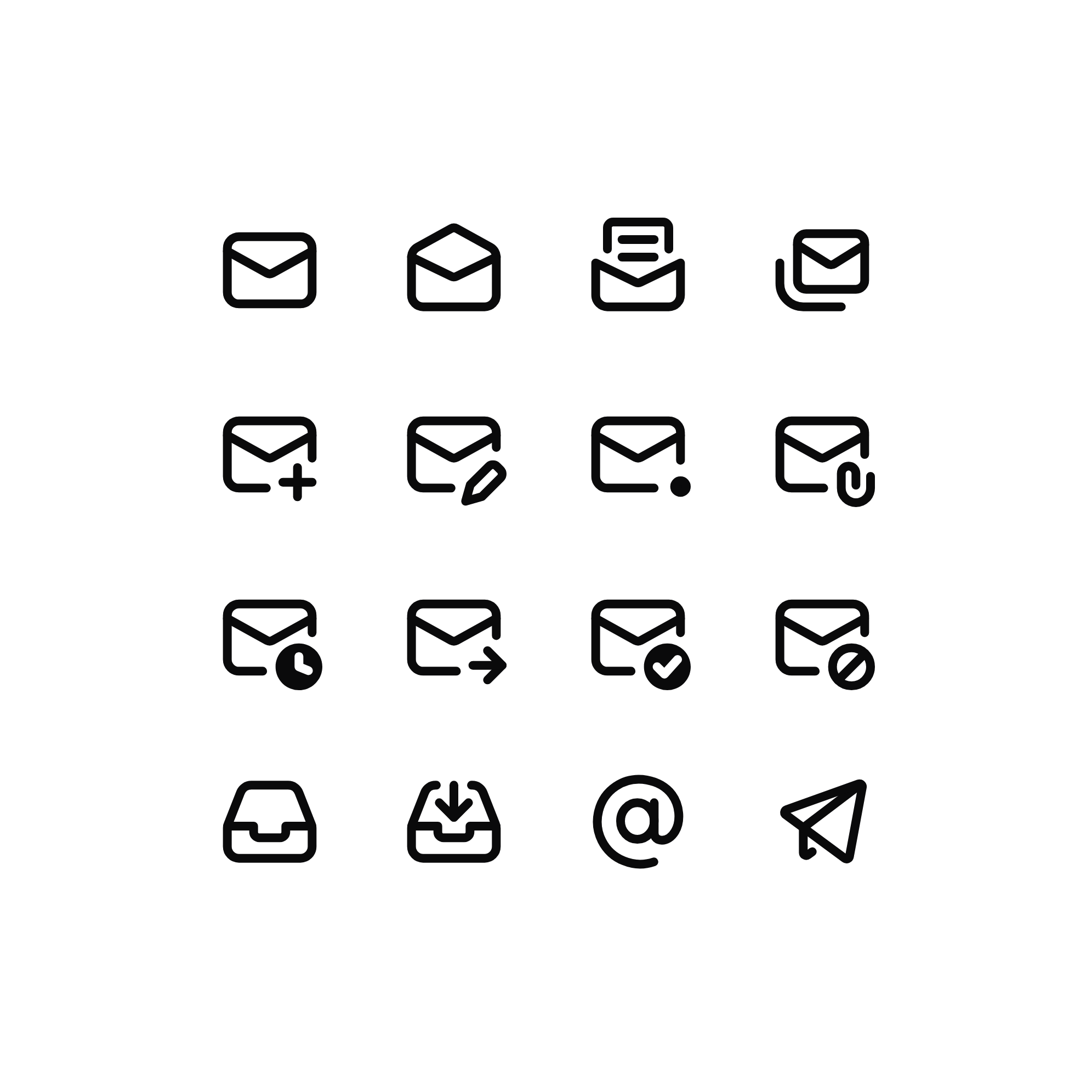 Nucleo UI outline email icons at 18px