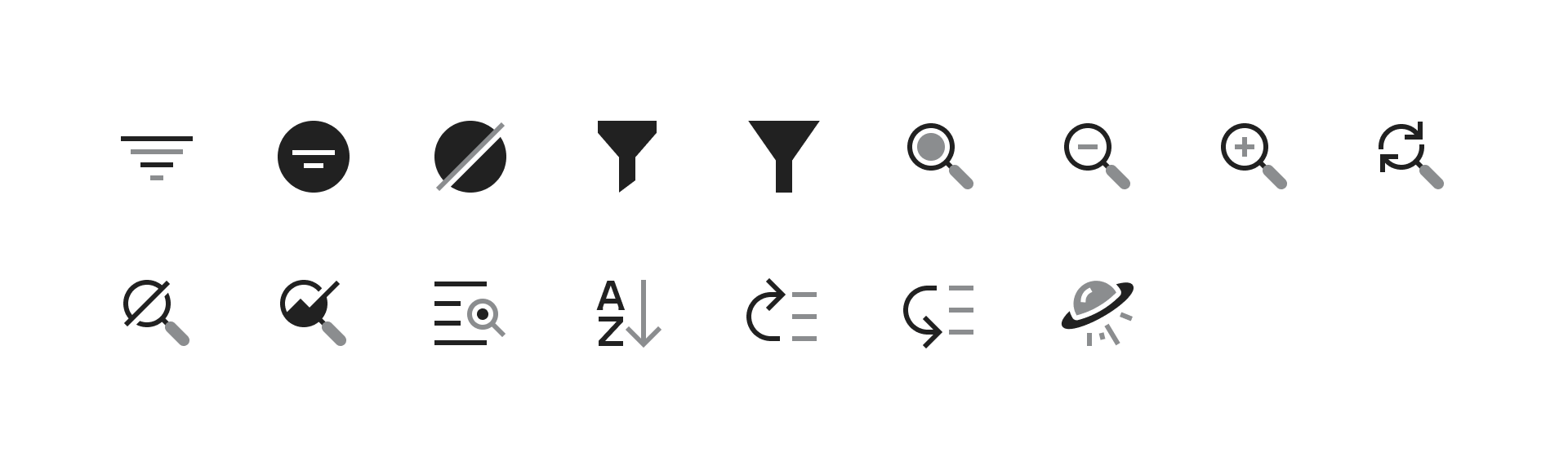Fill Filtering and Sorting Icons for Core