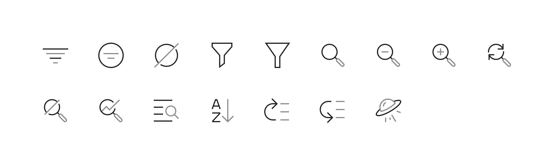 Outline Filtering and Sorting Icons for Core