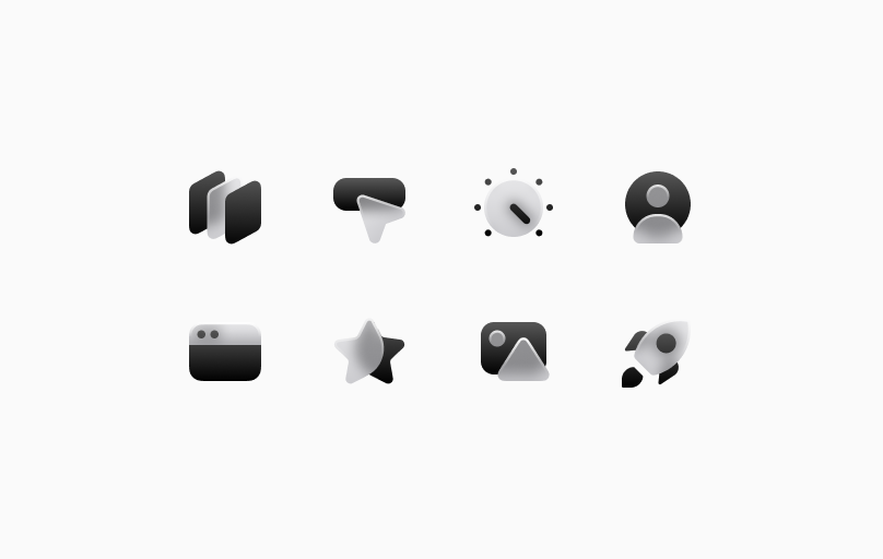 Preview of Nucleo SVG glass-style icons