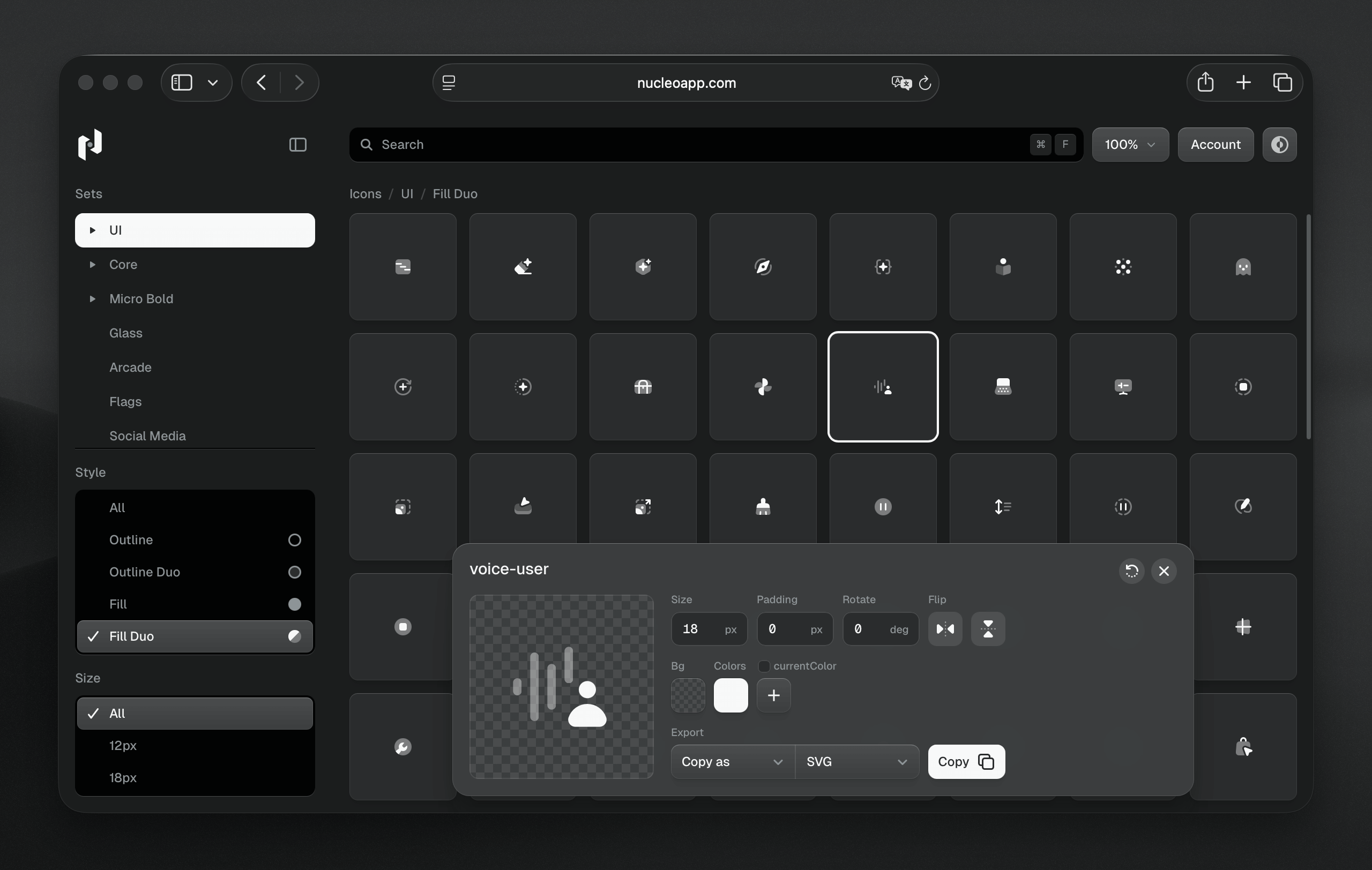 A preview of Nucleo web app